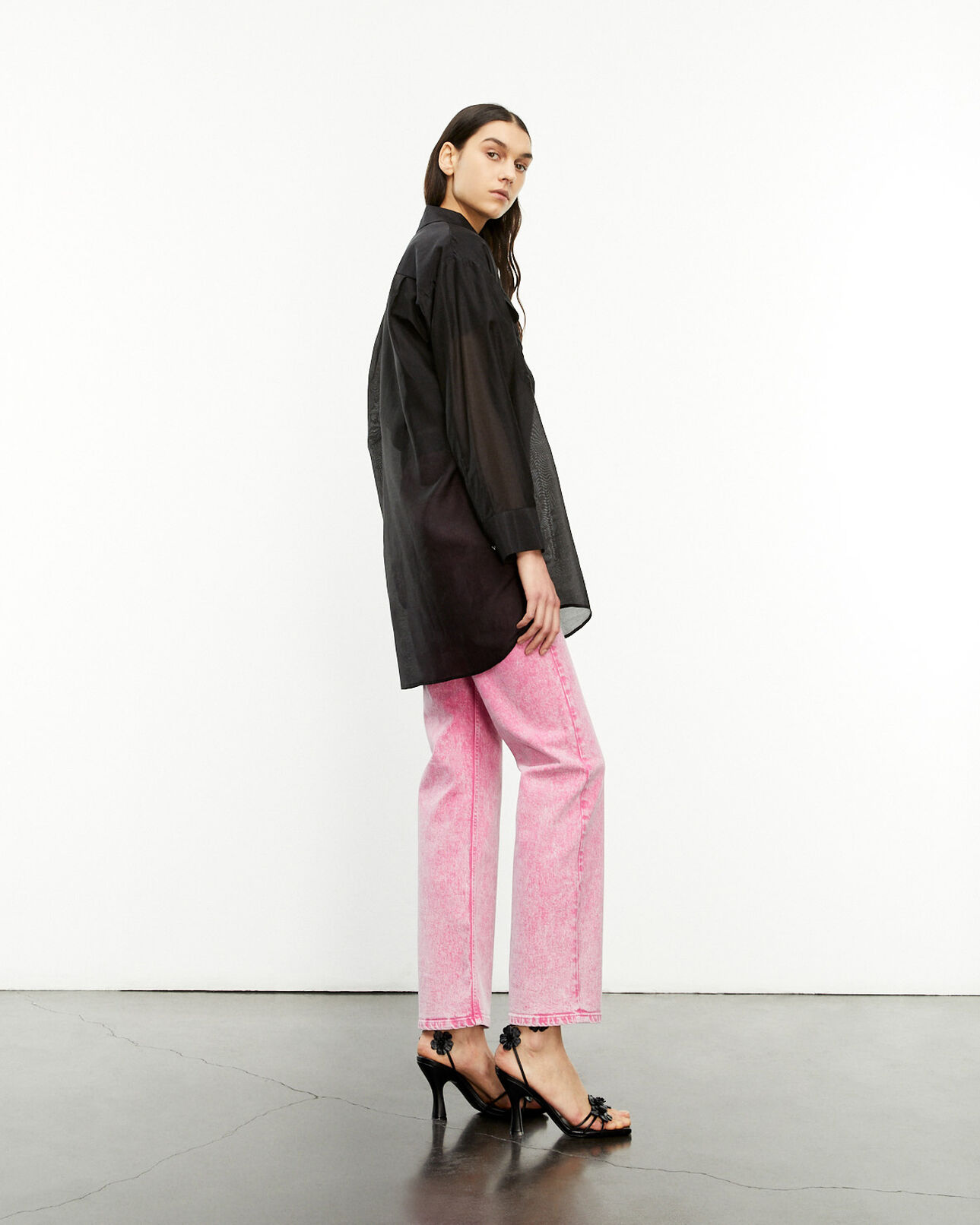 The Kooples WOMEN BLACK long black shirt with breast pockets