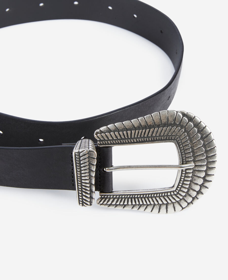 The Kooples WOMEN BLACK black leather belt