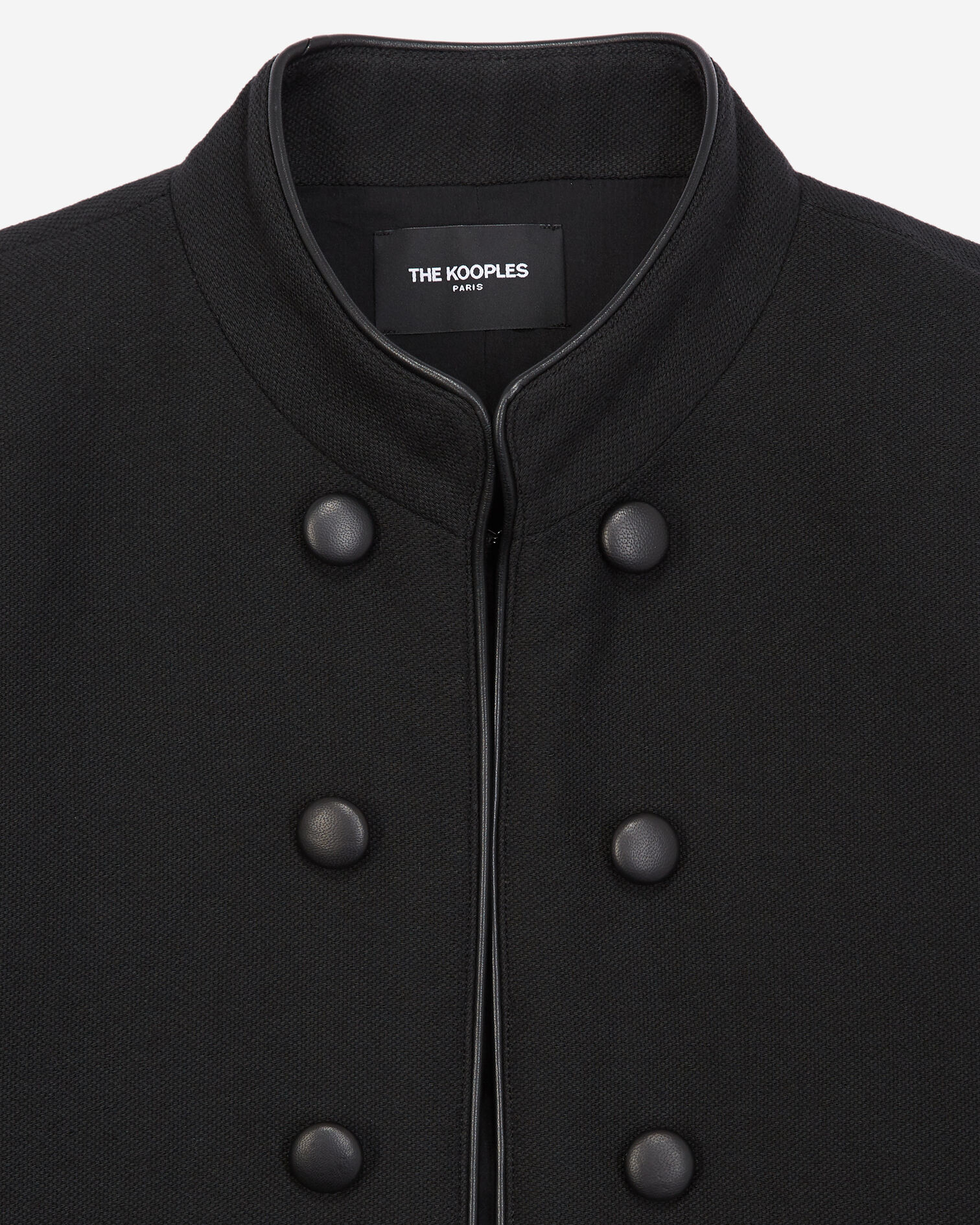 Veste coton tailleur style officier noire, BLACK, hi-res image number null