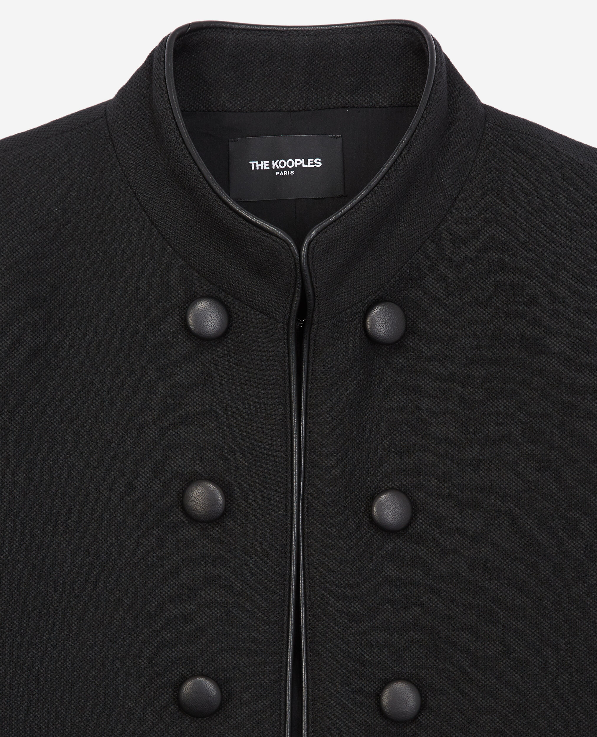 Black officer-style cotton jacket, BLACK, hi-res image number null