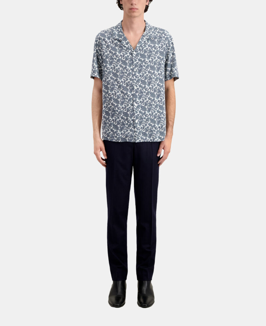 The Kooples HERREN WHITE - BLUE kurzärmeliges hemd mit print 