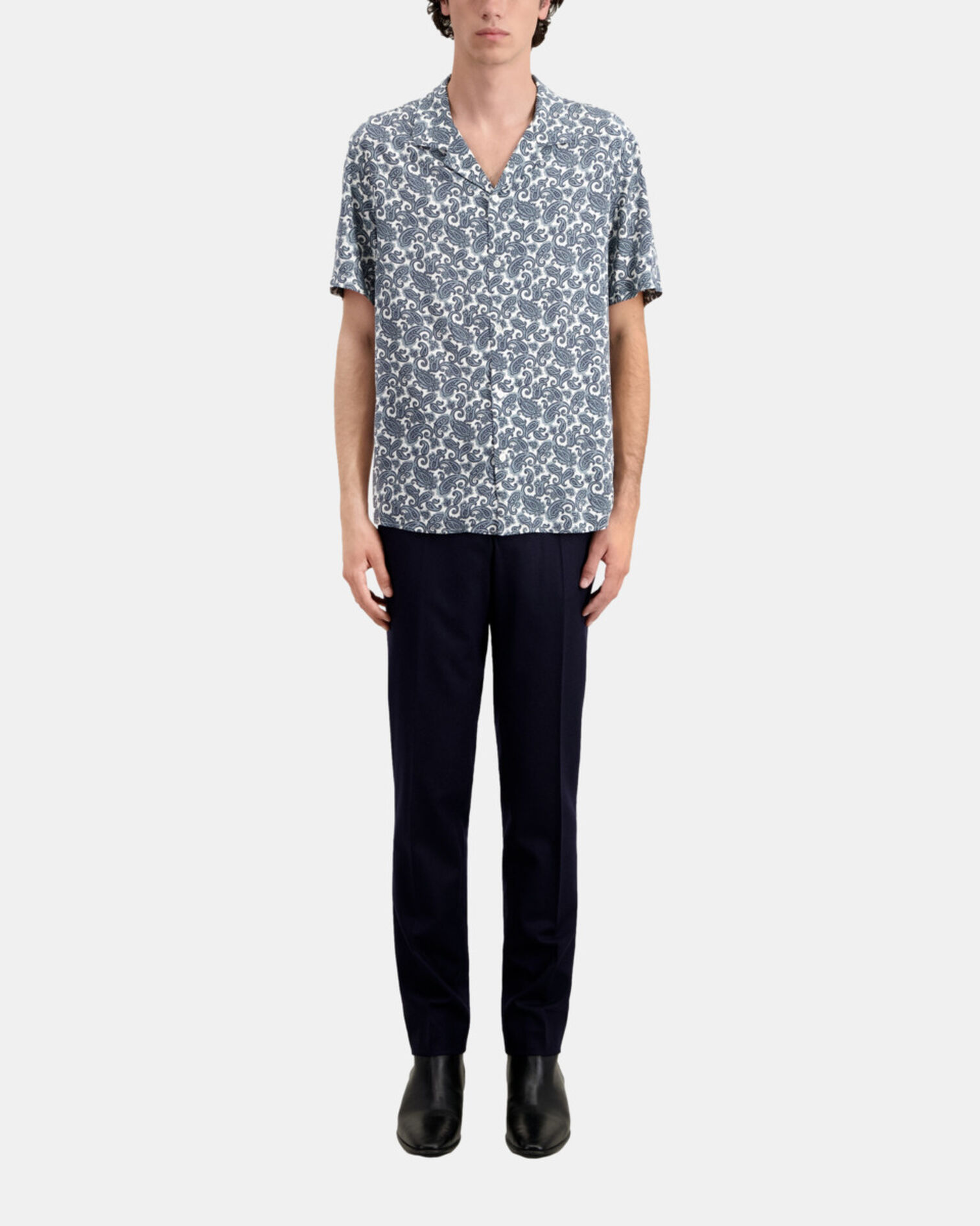 Short sleeved printed shirt, WHITE - BLUE, hi-res image number null
