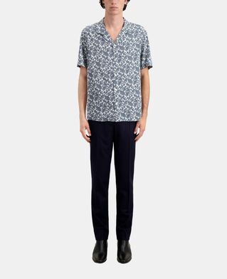 The Kooples HERREN WHITE - BLUE kurzärmeliges hemd mit print 