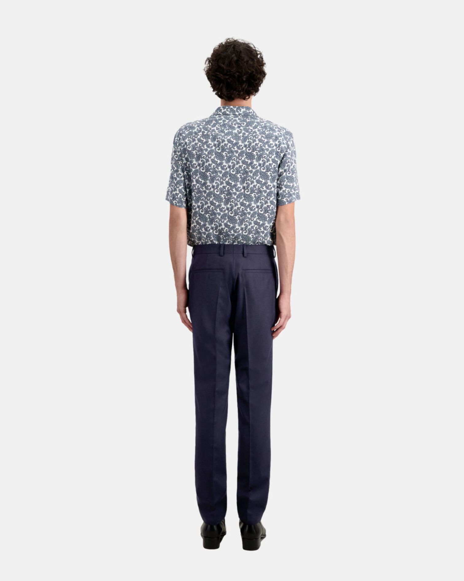 Pantalon de costume bleu marine en flanelle, NAVY, hi-res image number null