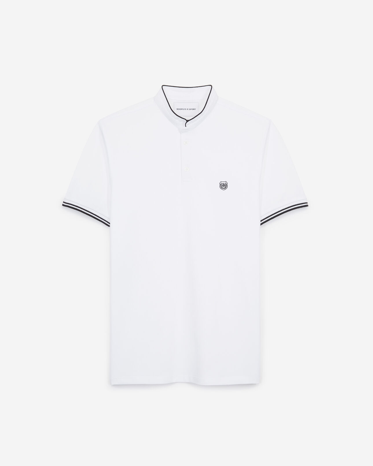 The Kooples MEN WHITE / BLACK white cotton polo with officer collar