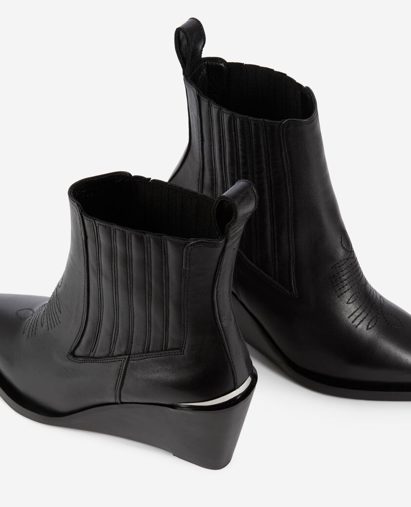 The Kooples FEMME BLACK bottines western en cuir noir