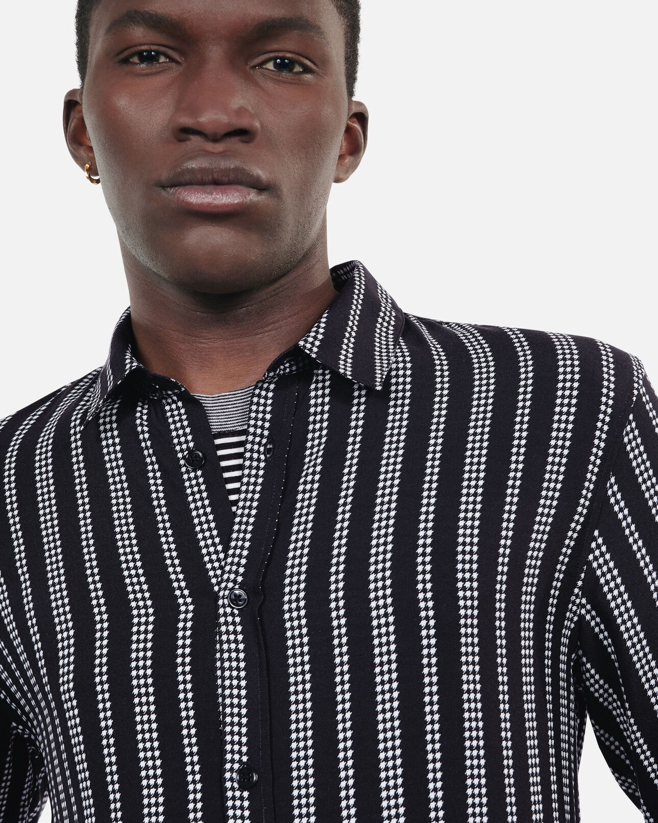 The Kooples HOMME BLACK WHITE chemise avec imprimé pied de poule