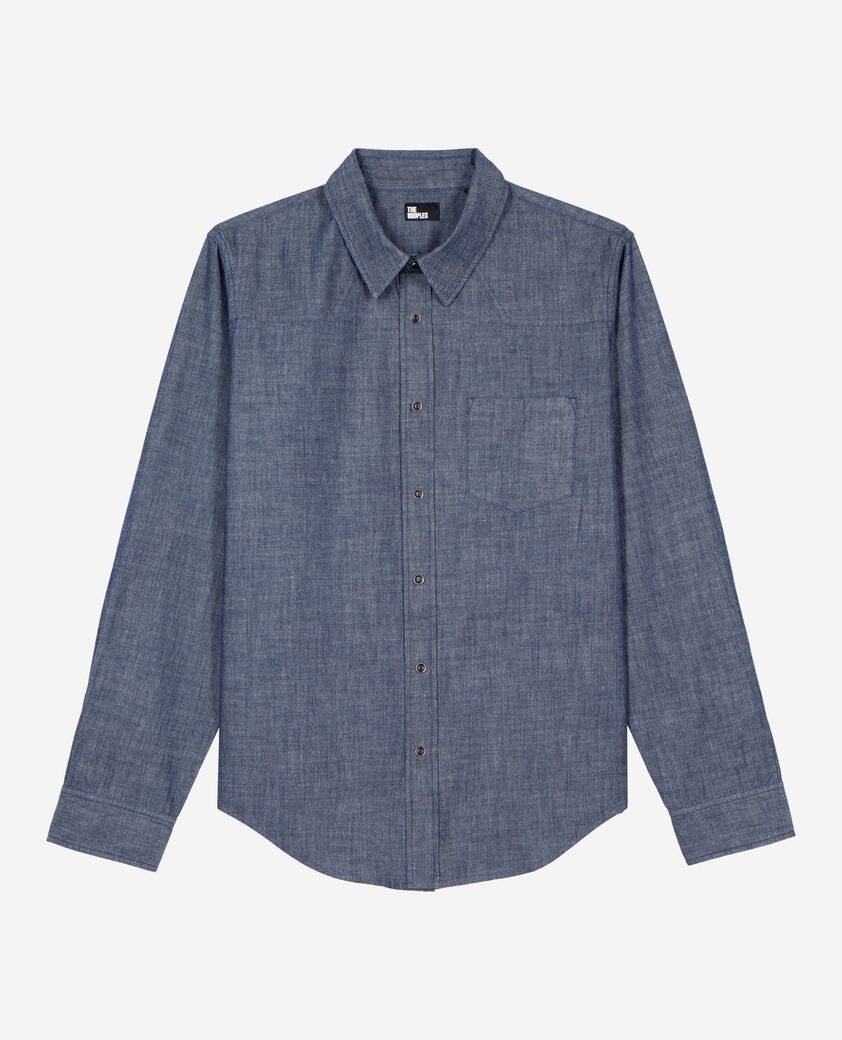 The Kooples HOMME BLUE ELECTRIC chemise en denim brut bleue