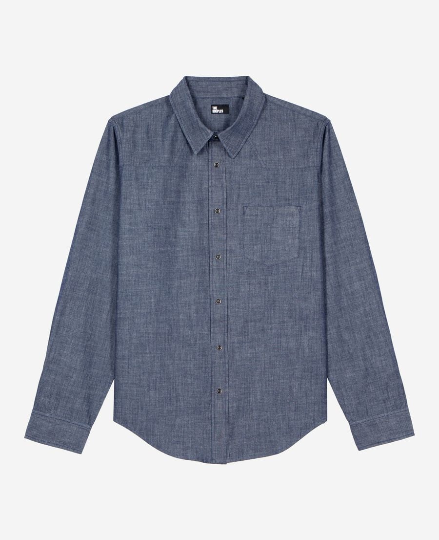 The Kooples H BLUE ELECTRIC blue raw denim shirt