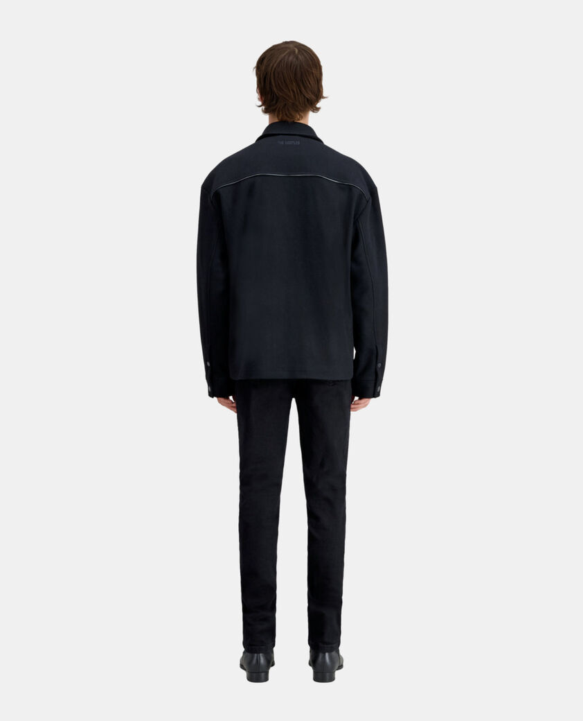 The Kooples HOMME BLACK blouson type surchemise noir en laine mélangée