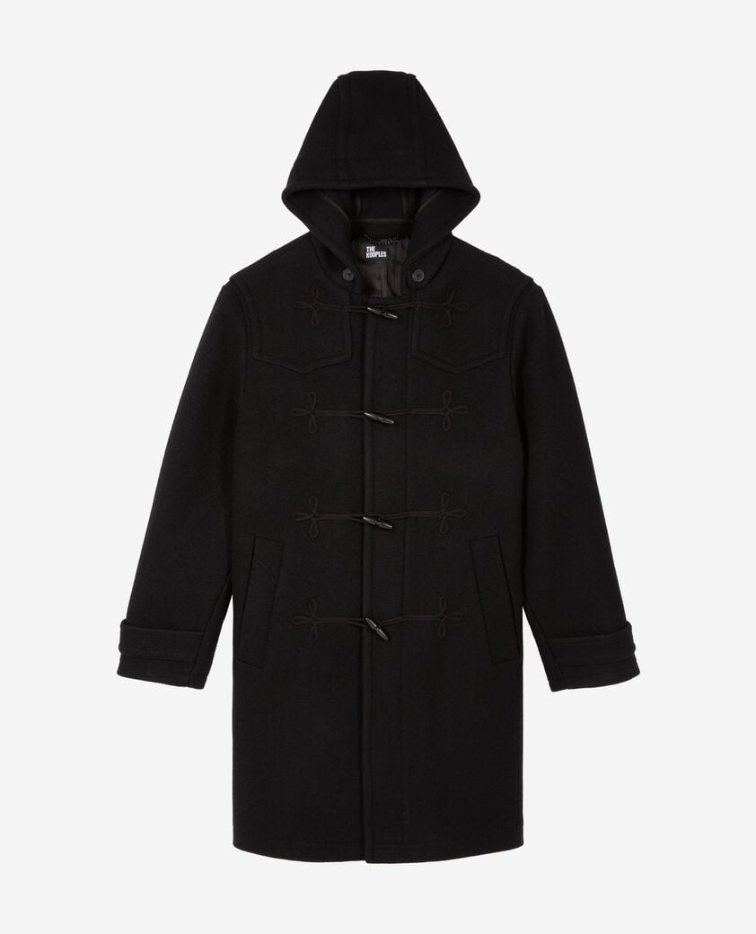 The Kooples H BLACK long black wool coat with brandenburg closure