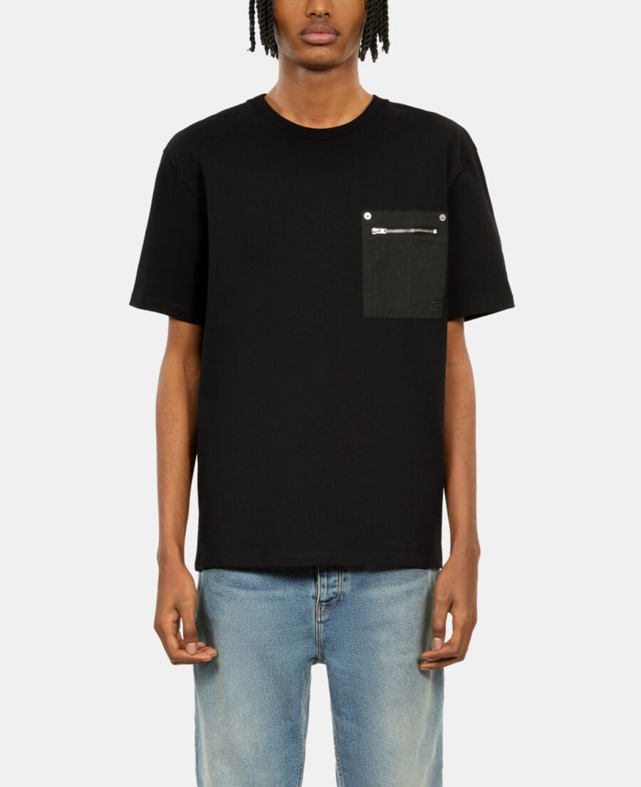 The Kooples MEN BLACK black t-shirt with zipped pocket