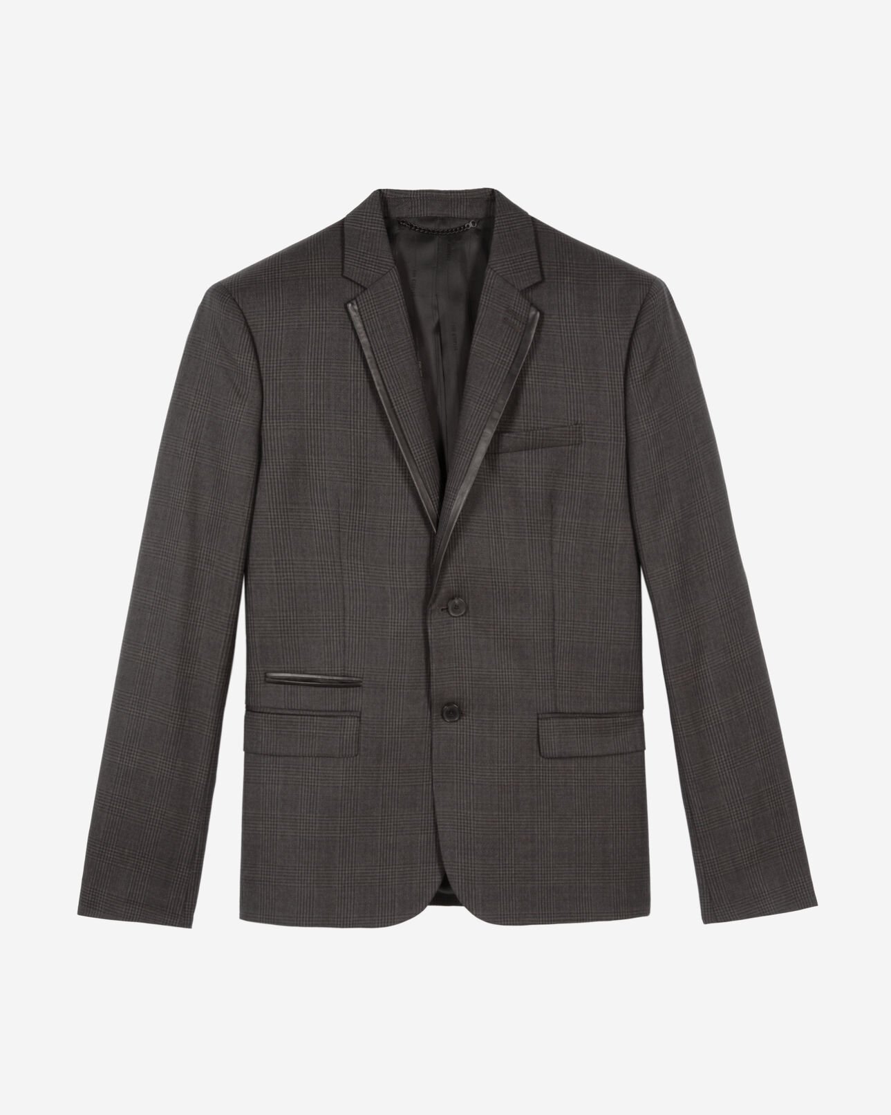 The Kooples MEN DARK GREY prince of wales grey wool suit jacket