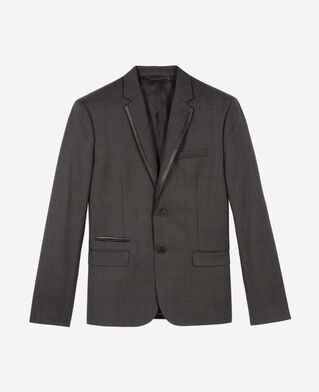 The Kooples MEN DARK GREY prince of wales grey wool suit jacket