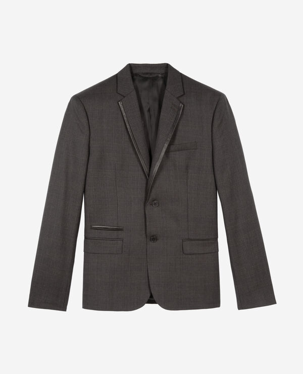 The Kooples HOMME DARK GREY veste de costume en laine prince de galles grise