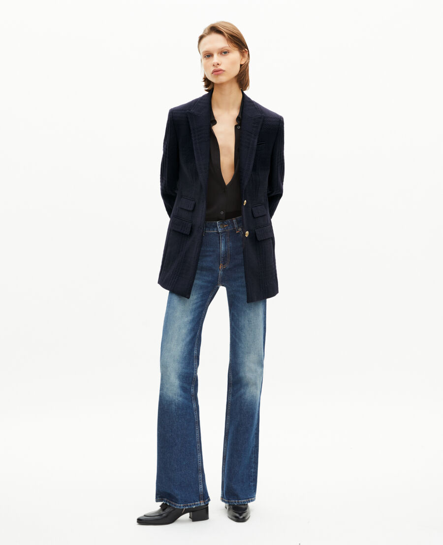 The Kooples FEMME NAVY veste en tweed en laine marine