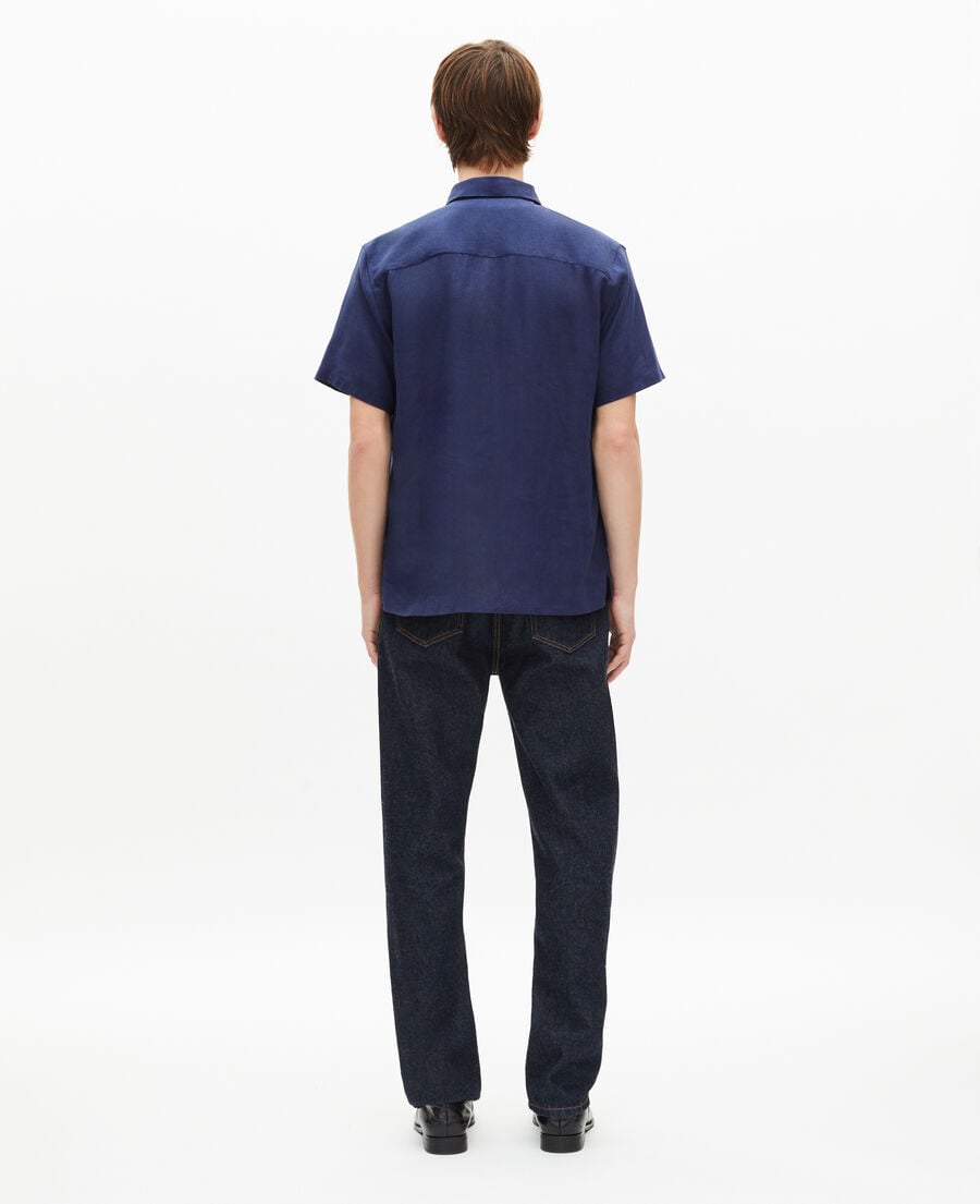 The Kooples H NAVY short-sleeved navy linen shirt