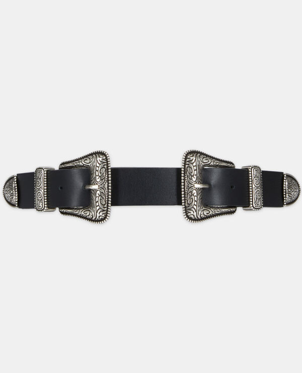 wide black leather belt