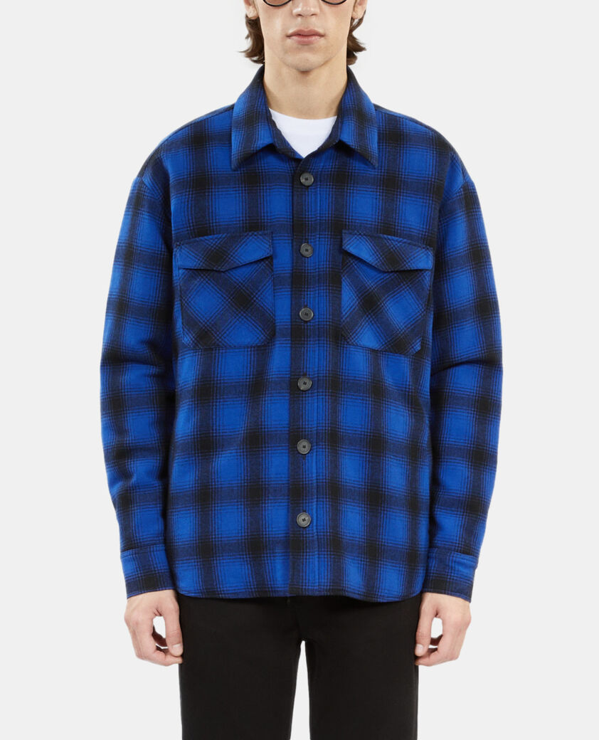 The Kooples HOMME BLUE BLACK blouson type surchemise à carreaux