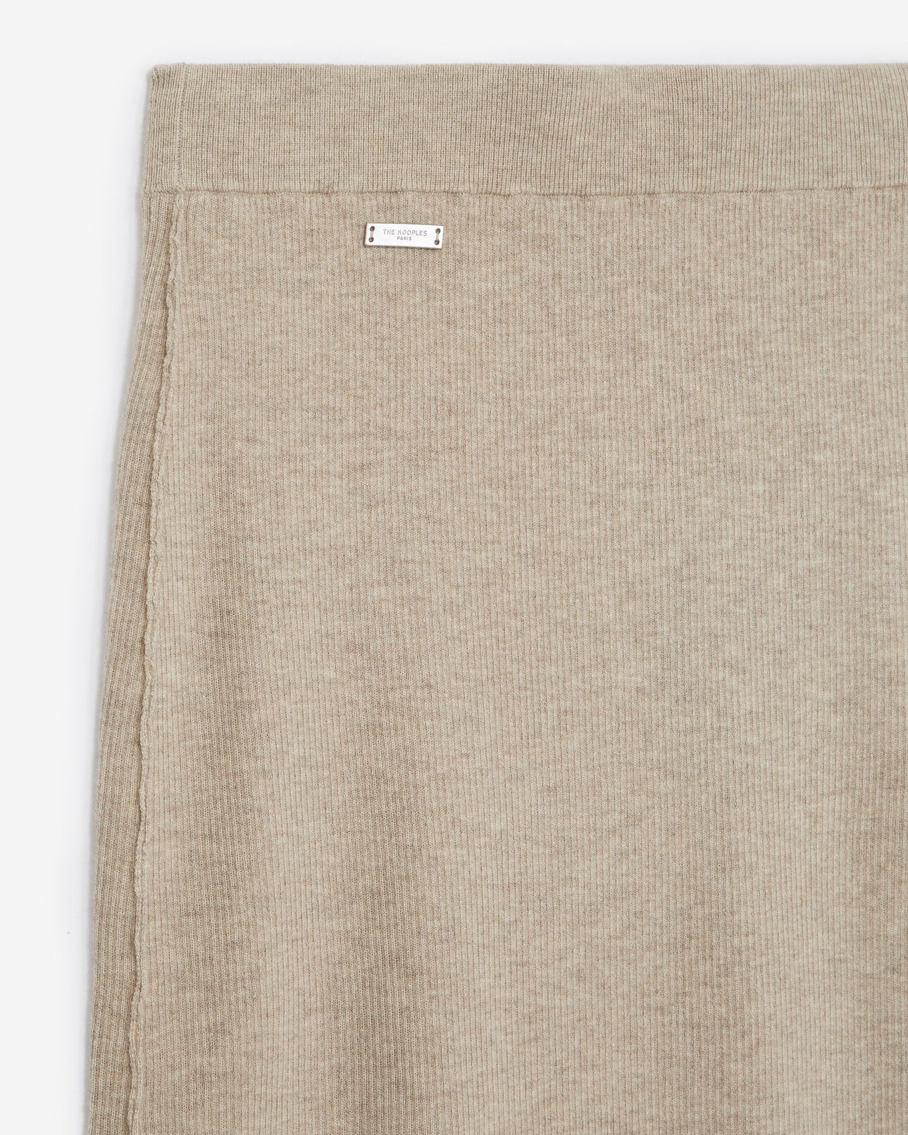 The Kooples FEMME BEIGE jupe courte laine cachemire beige côtes