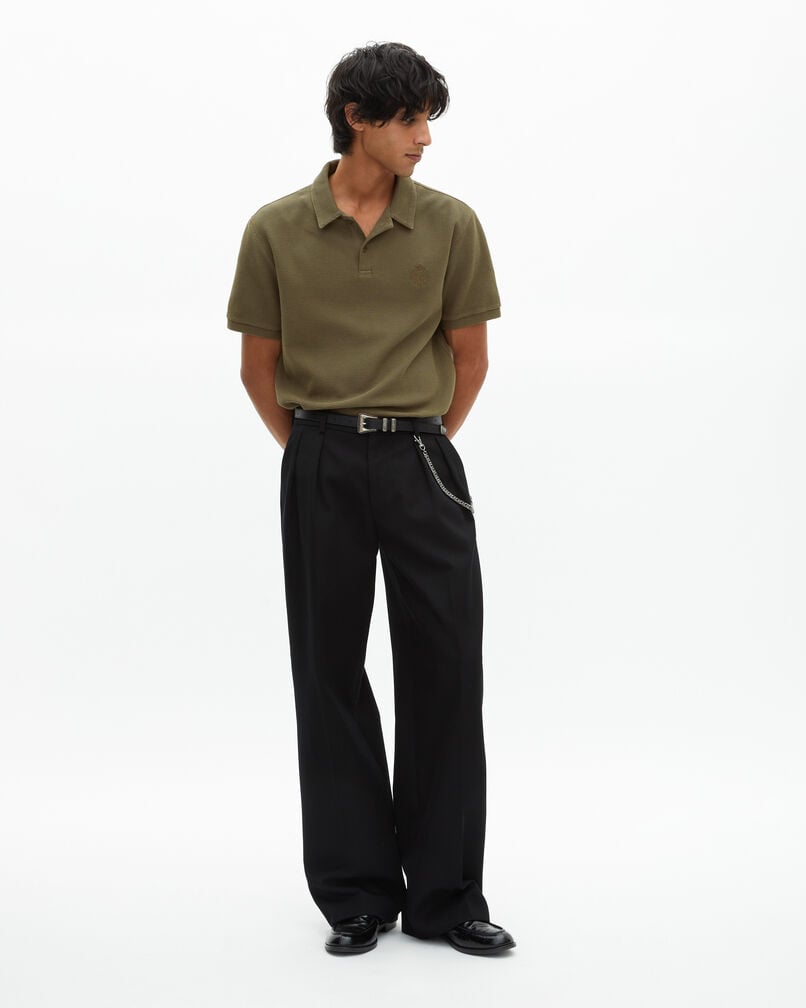 The Kooples HOMME KAKI polo en nid d'abeille avec blason kaki