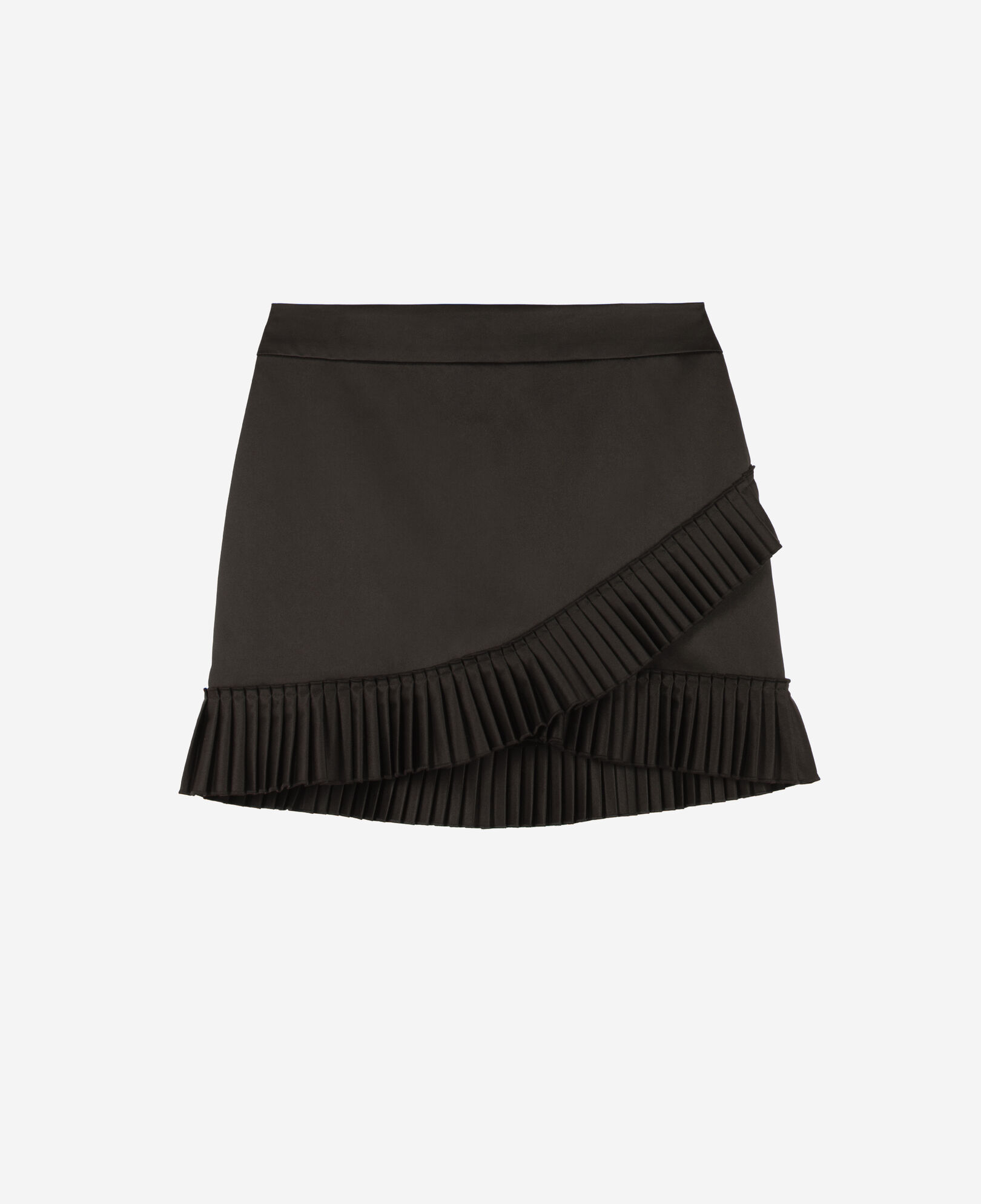 The Kooples FEMME BLACK jupe courte satinée noire