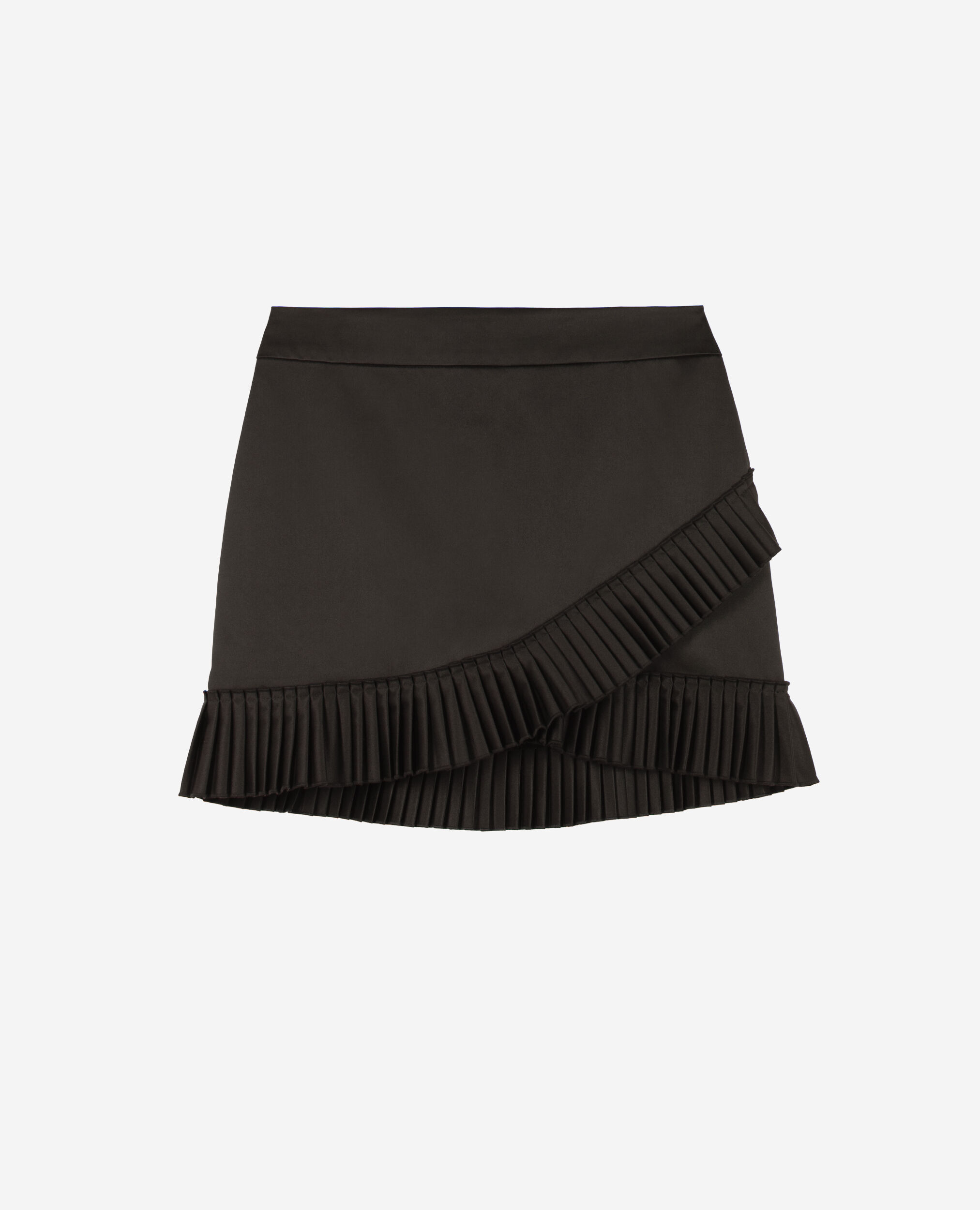 Jupe courte satinée noire, BLACK, hi-res image number null