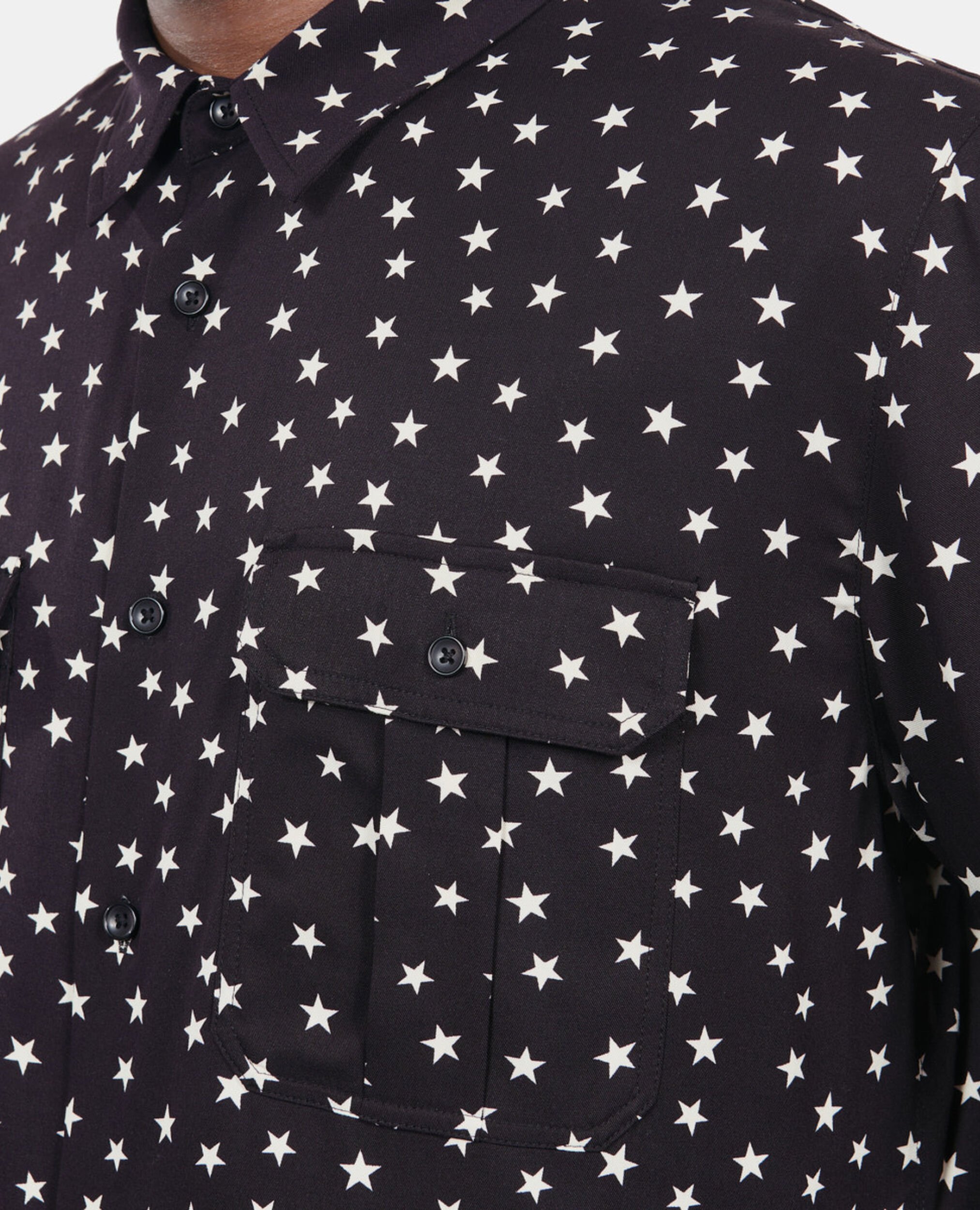 Star printed shirt, BLACK WHITE, hi-res image number null