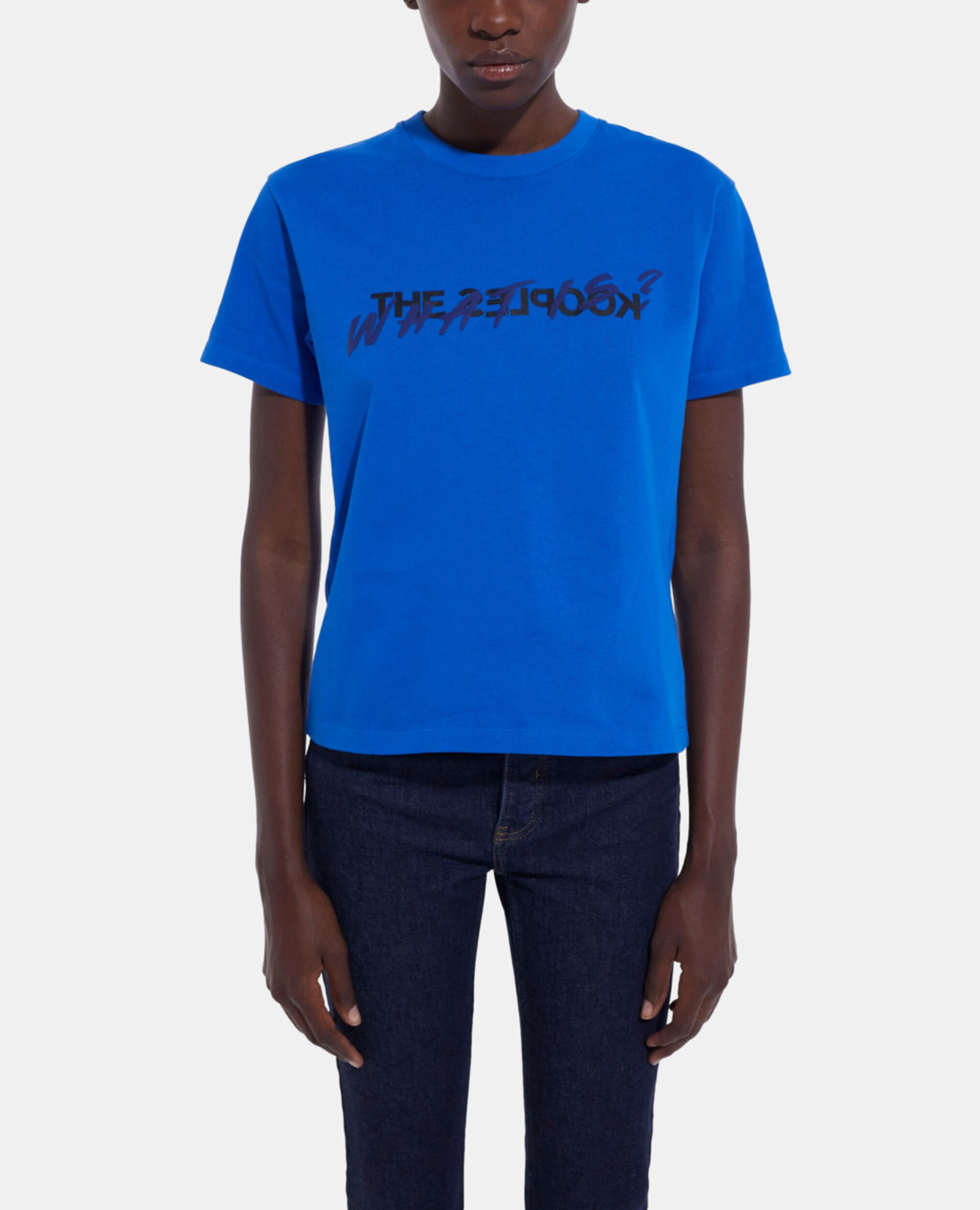 Blaues T-Shirt mit What is-Schriftzug, INK BLUE, hi-res image number null