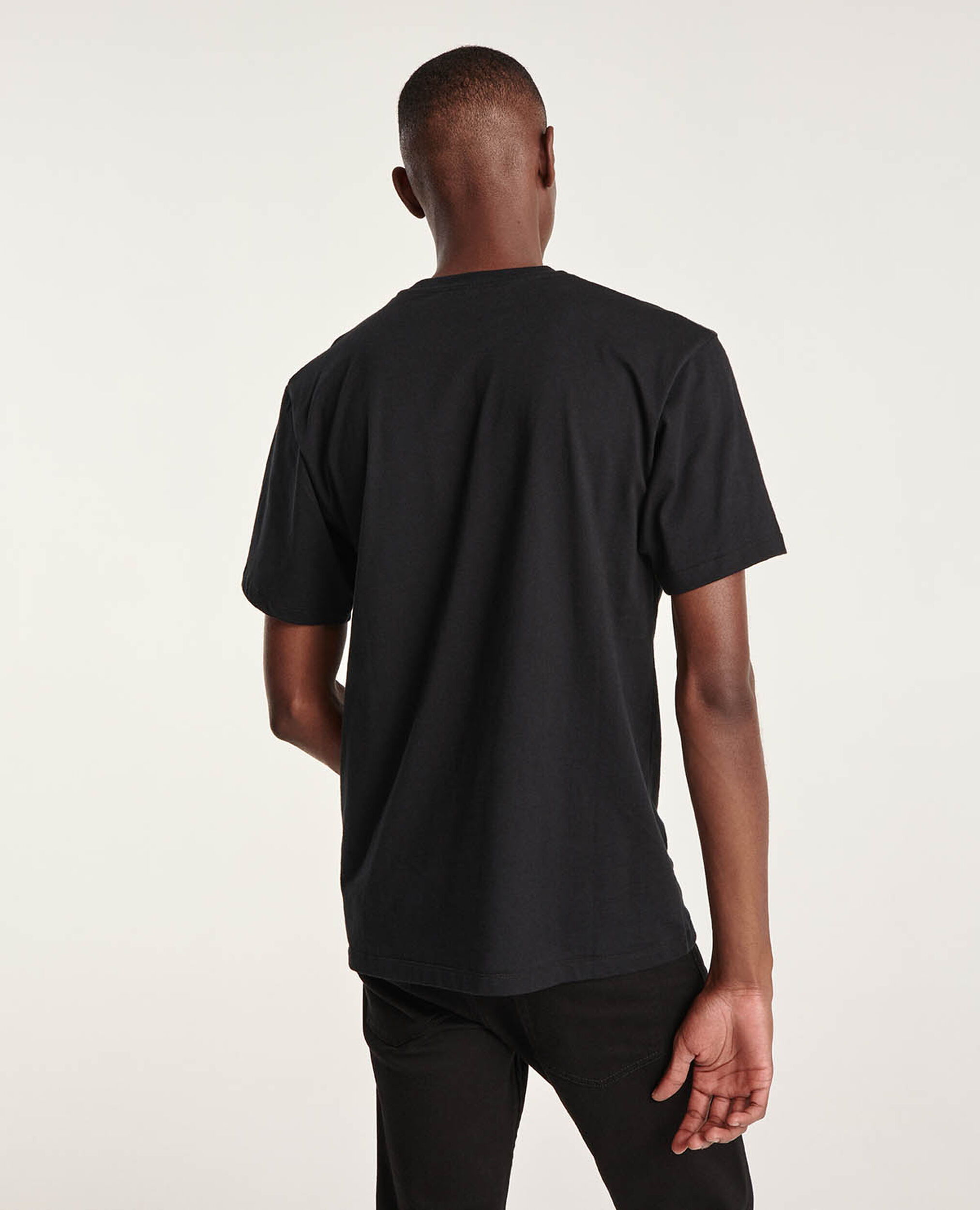 Camiseta negra de jersey de algodón estampada, BLACK, hi-res image number null