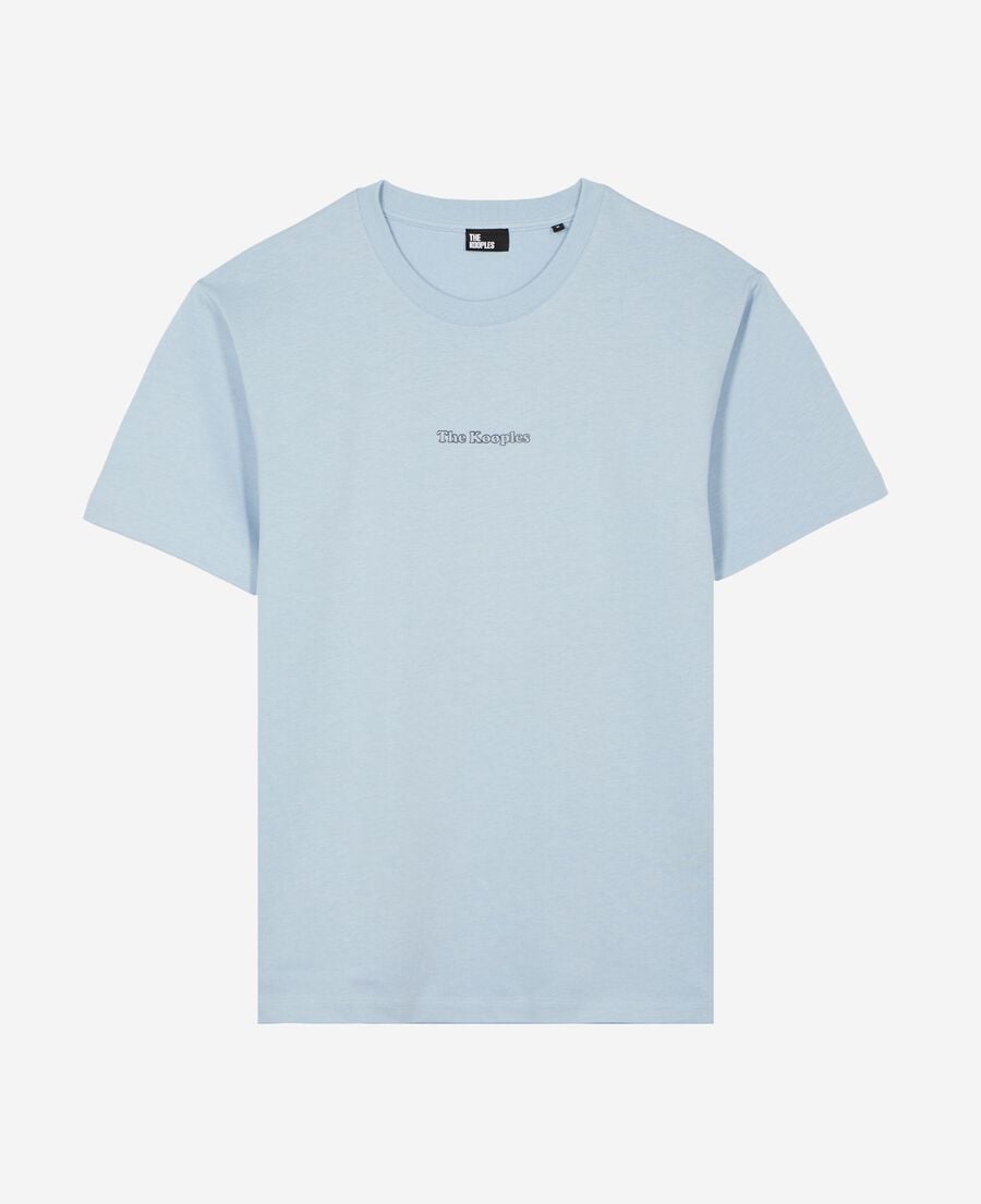 The Kooples HOMME LIGHT BLUE t-shirt avec logo d&eacute;tour&eacute; bleu