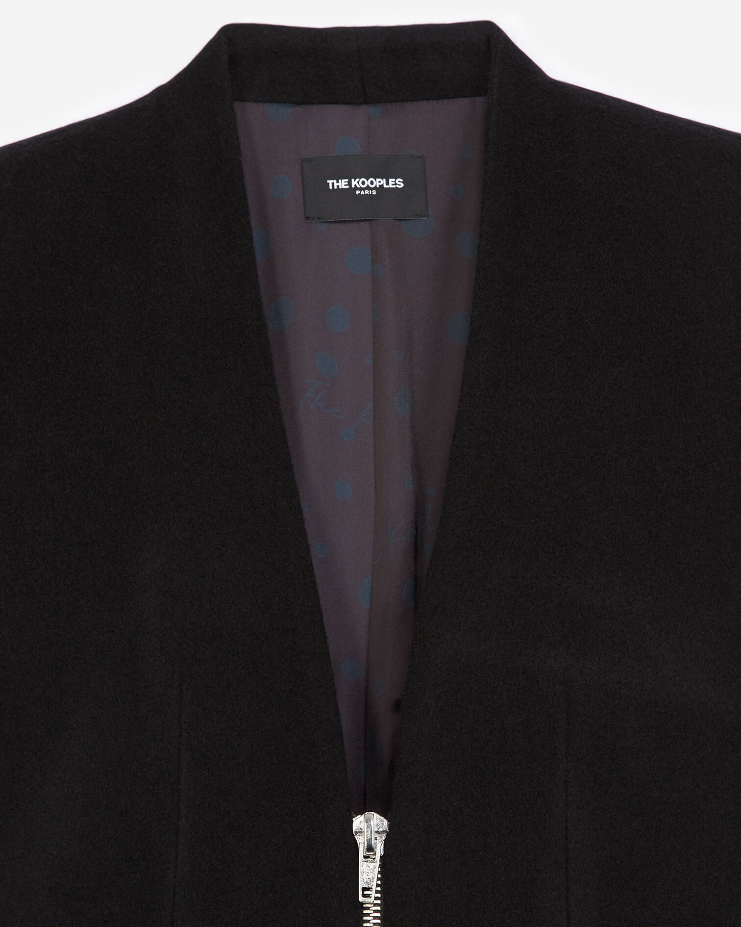 Veste noire laine cachemire zippée, BLACK, hi-res image number null