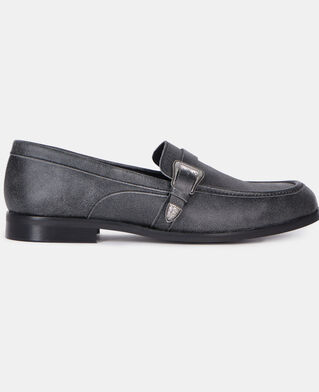 The Kooples MEN BLACK black leather loafers with western buckle