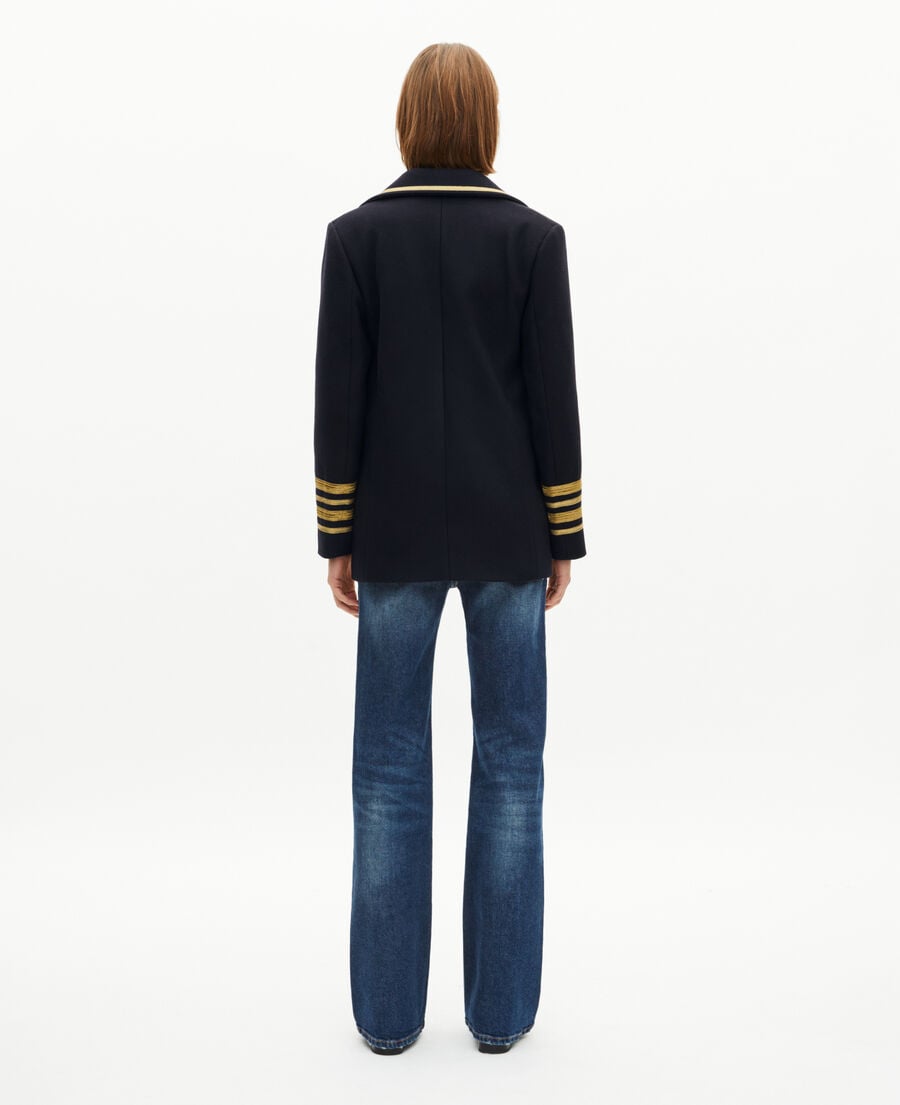 The Kooples WOMEN NAVY officer's pea jacket in navy wool
