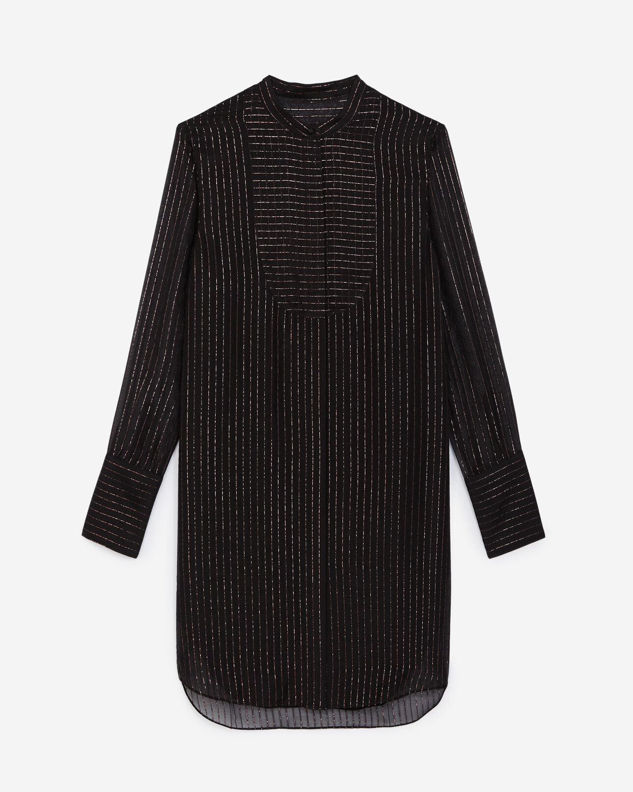 The Kooples FEMME BLACK robe courte noire façon chemise rayée