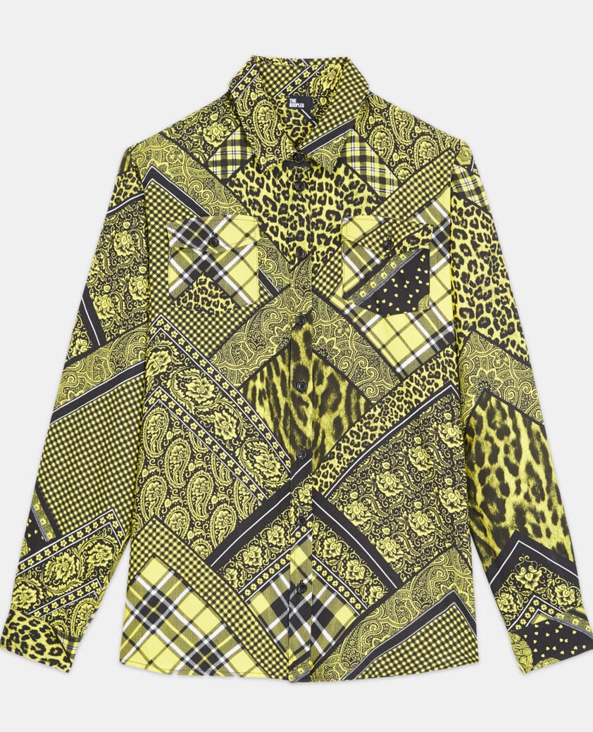 The Kooples F BLACK / YELLOW printed shirt