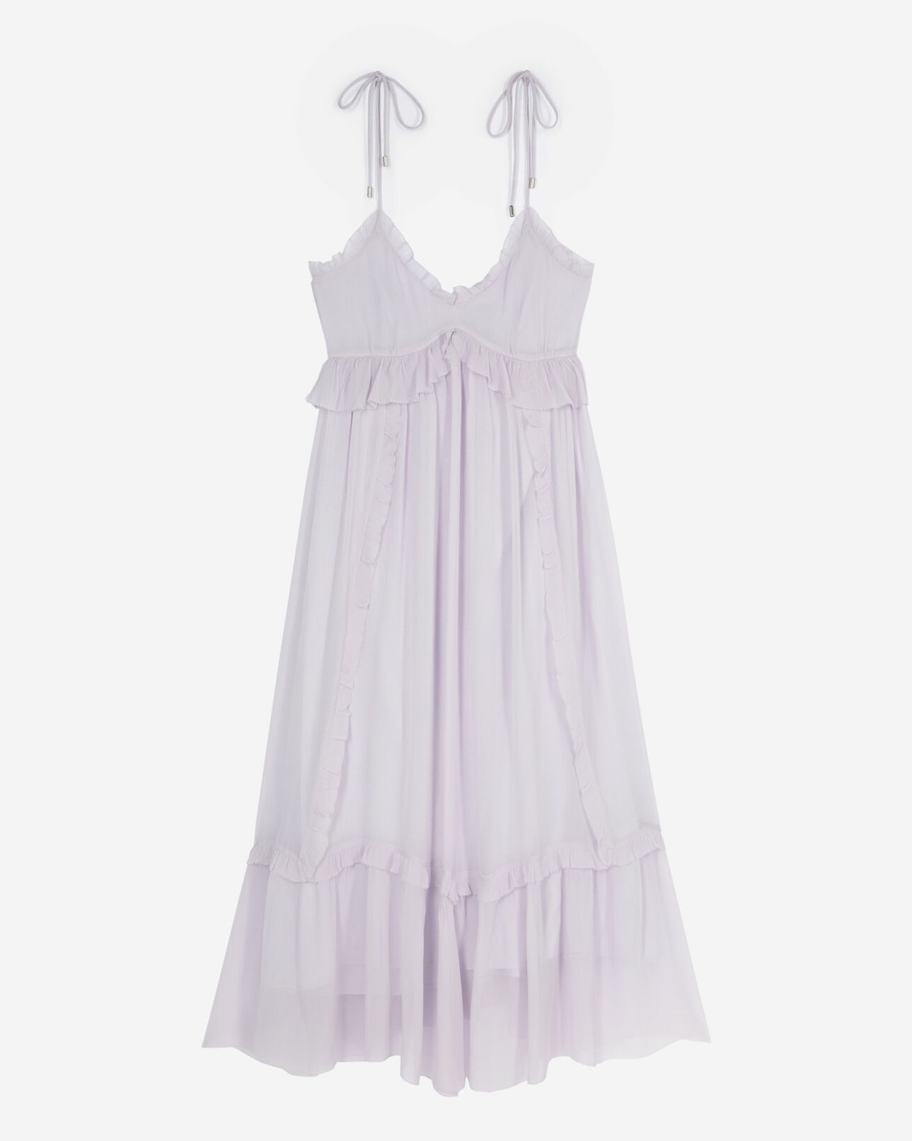 The Kooples FEMME LIGHT PURPLE robe longue avec volants lilas