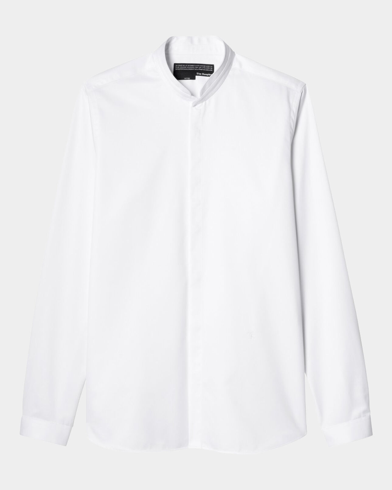The Kooples HOMBRE WHITE plain cotton twill shirt with a stand-up collar