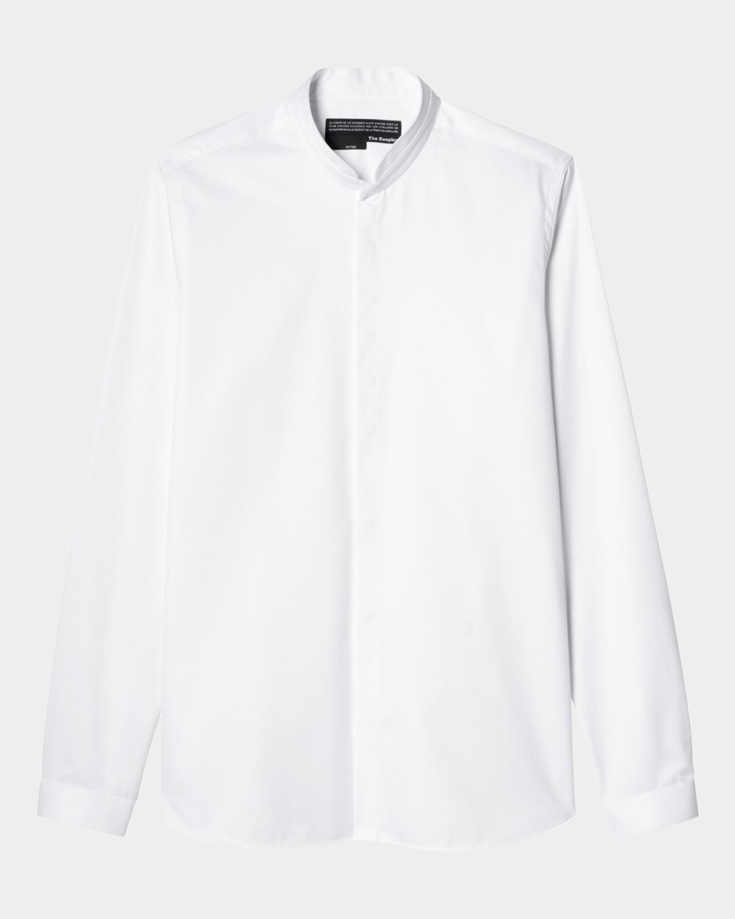 Plain cotton twill shirt with a stand-up collar, WHITE, hi-res image number null