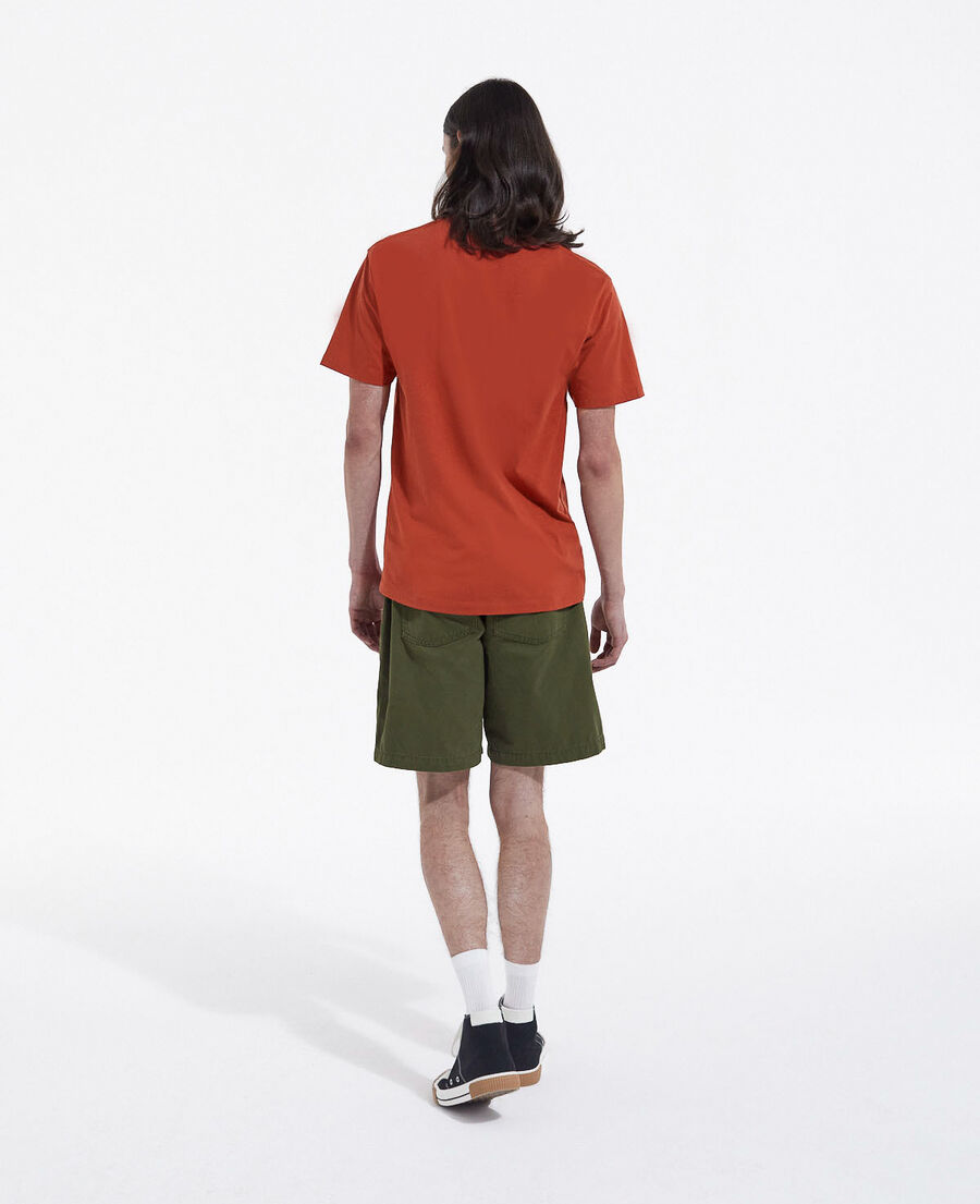 long khaki cotton shorts with four pockets