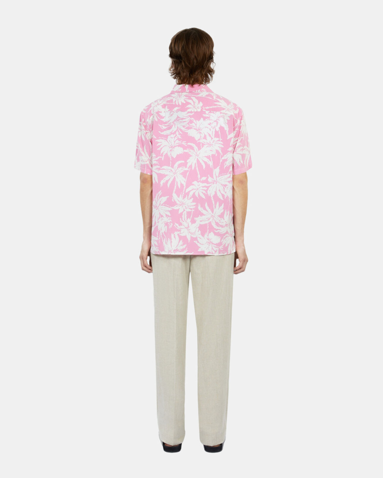 The Kooples MEN PINK-WHITE short-sleeved printed shirt