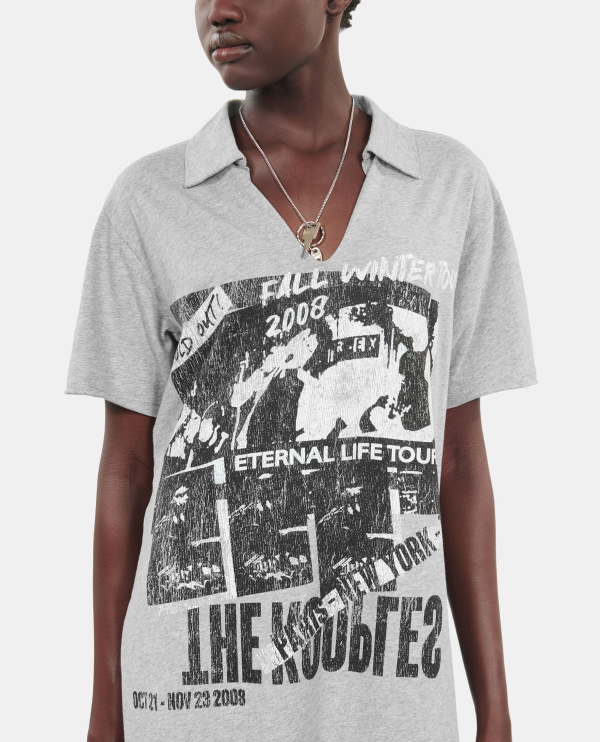 Grey Eternal life tour serigraphy t-shirt dress, STONE GREY, hi-res image number null