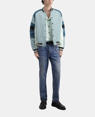 The Kooples HOMME CELADON blouson bleu et vert avec patchwork