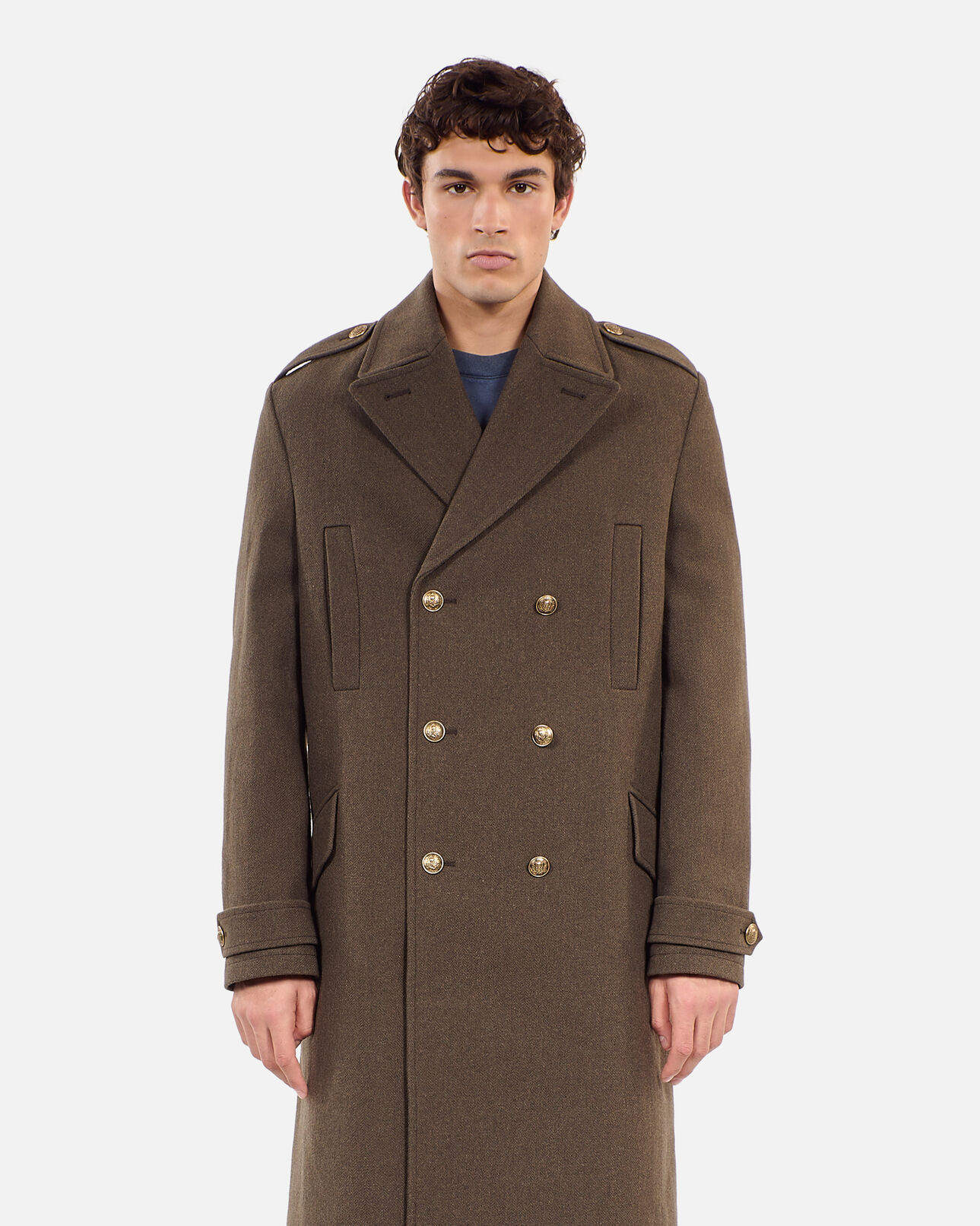 The Kooples HOMME KAKI manteau long style officier kaki