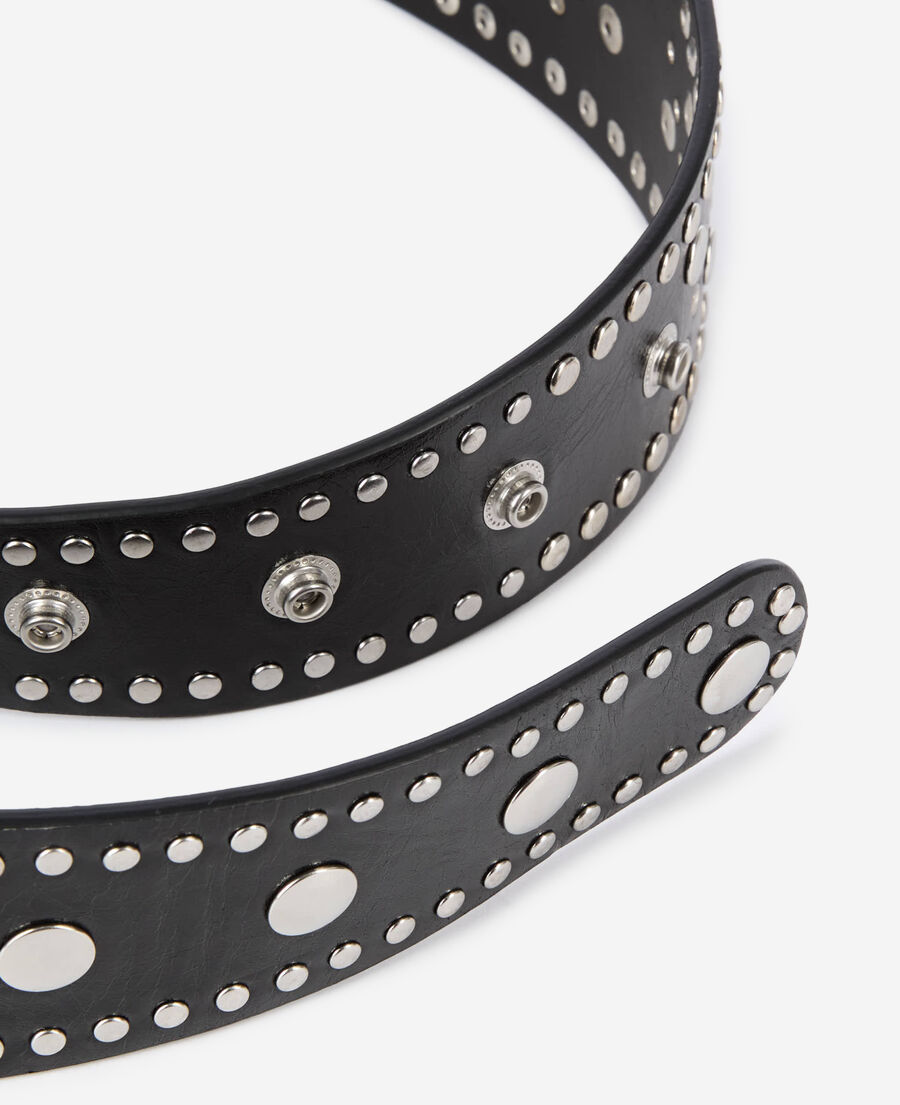 The Kooples FEMME BLACK ceinture large cloutée en cuir noir