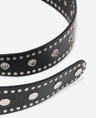 The Kooples FEMME BLACK ceinture large cloutée en cuir noir