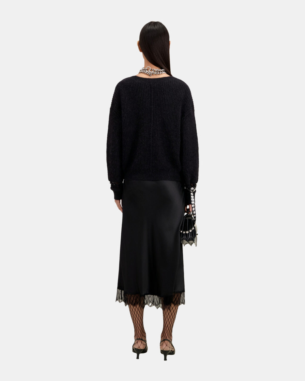 The Kooples FEMME BLACK cardigan noir en laine mélangée