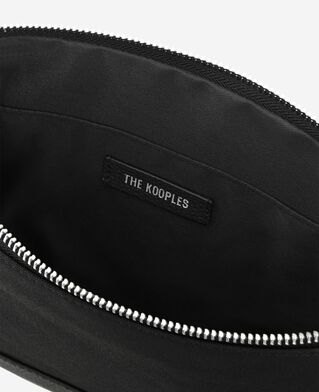 The Kooples MEN BLACK black canvas and grained leather travel pouch