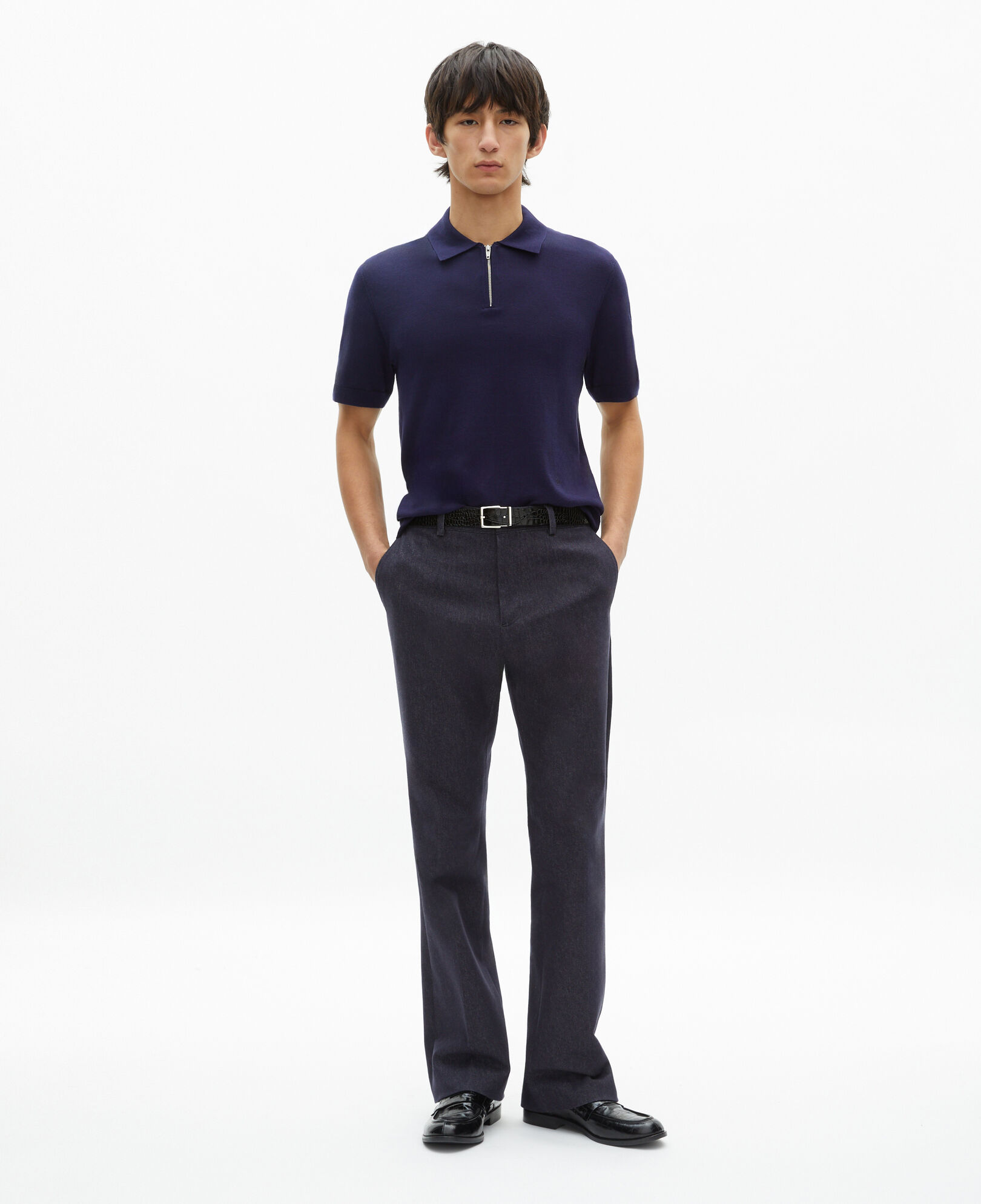 The Kooples MEN NAVY navy blue knit polo