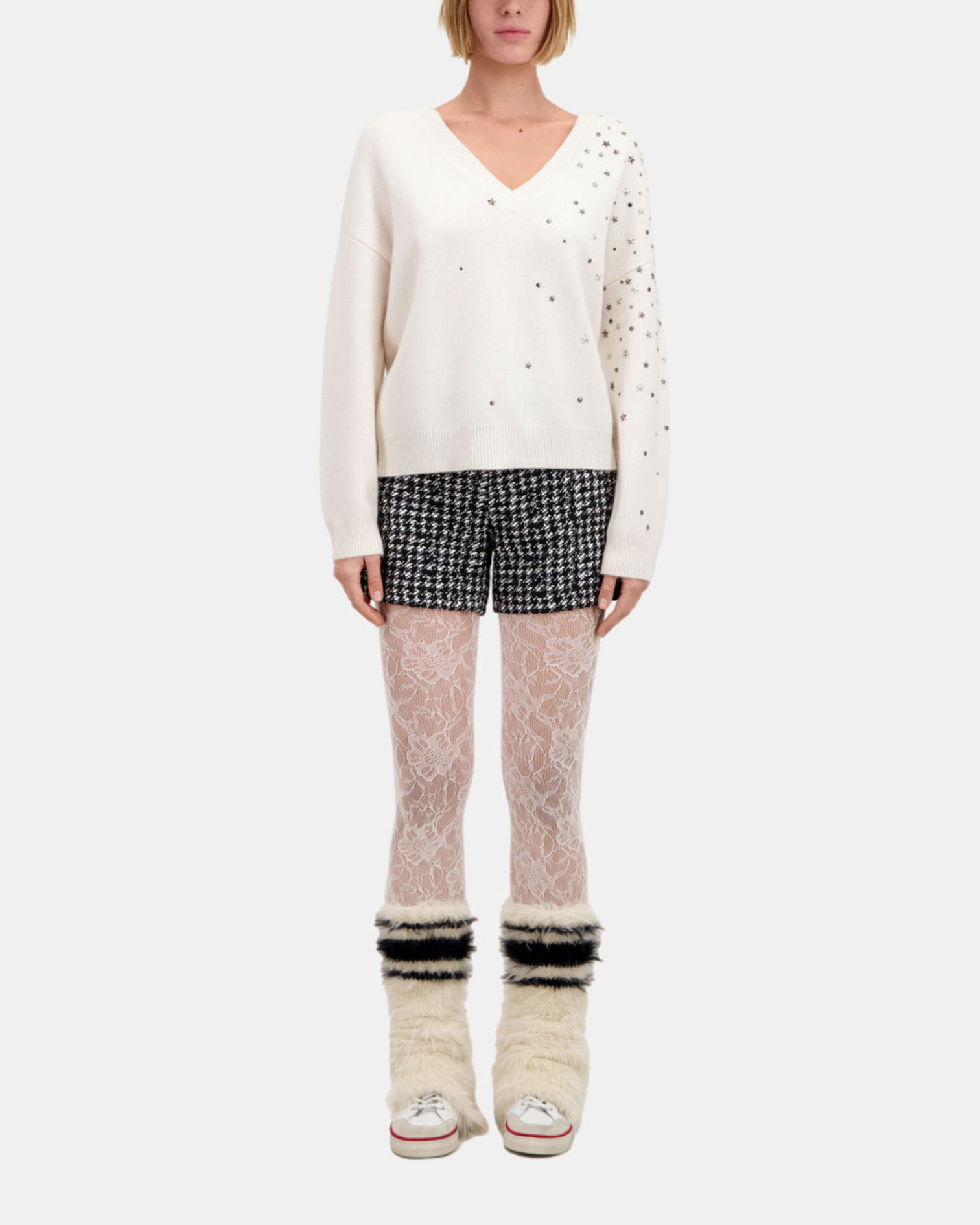Ecrufarbener Pullover mit Sternenmotiv, ECRU, hi-res image number null